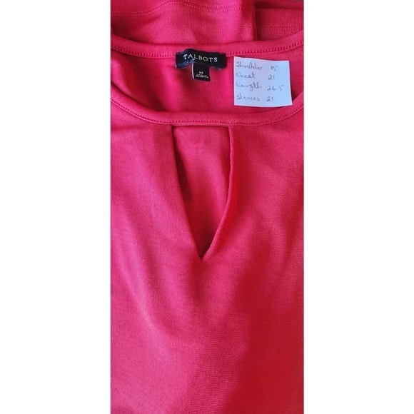 Talbots Top Women's Size Medium Red Polyester Long Sleeve Crew Neck Pullover - Picture 6 of 7